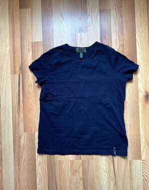 L-RL Ralph Lauren Active T-shirt Women's Small Navy Cotton Short Sleeve
